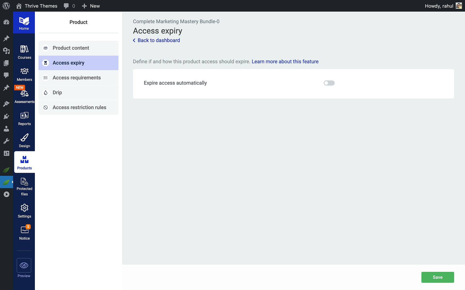 Enabling Product Access Expiry - Access expiry in Thrive Apprentice