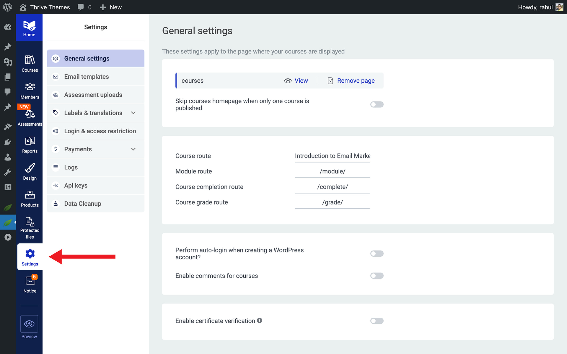Where to Find Dynamic Labels - Settings in Thrive Apprentice