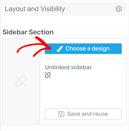 Choosing a sidebar design from the popup