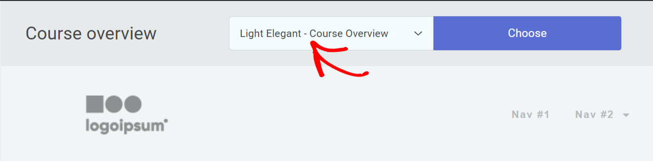 Selecting a template from the dropdown in the wizard
