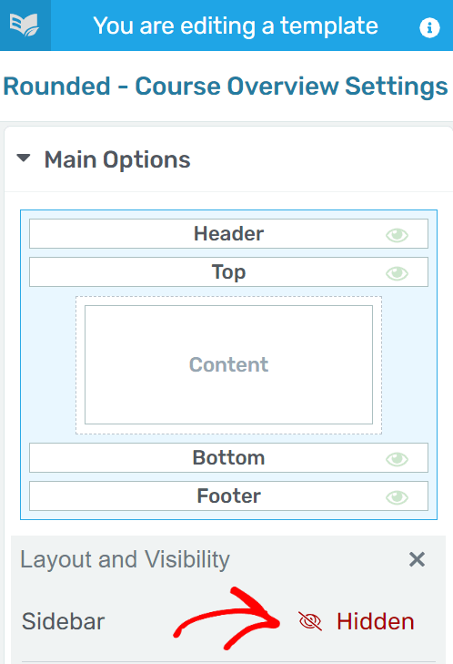 Unhiding the sidebar in Layout and Visibility settings