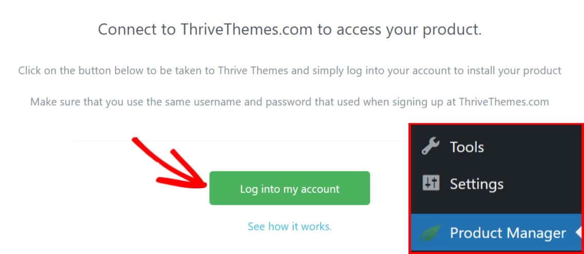Logging into the Thrive account