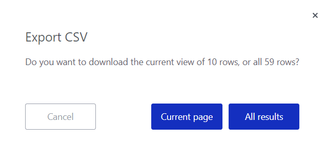 Choose current view or all results