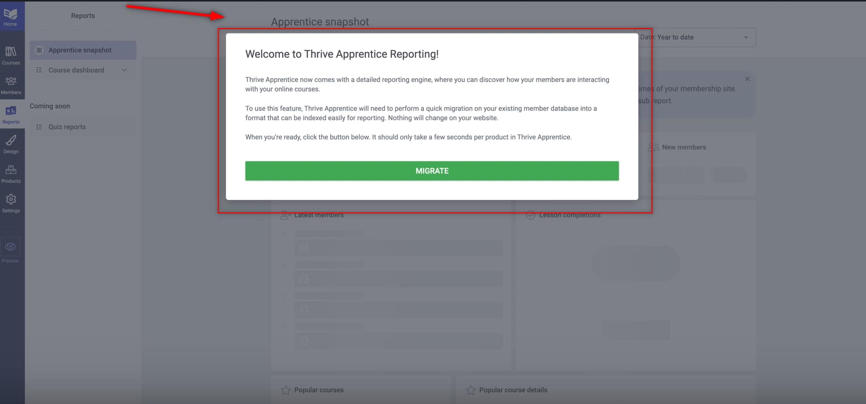 Click Migrate to proceed