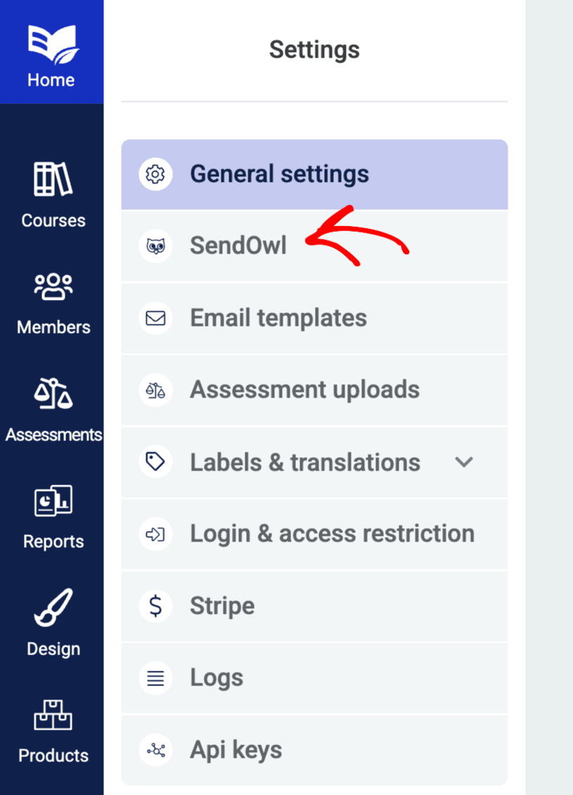 Thrive Apprentice Settings - SendOwl tab