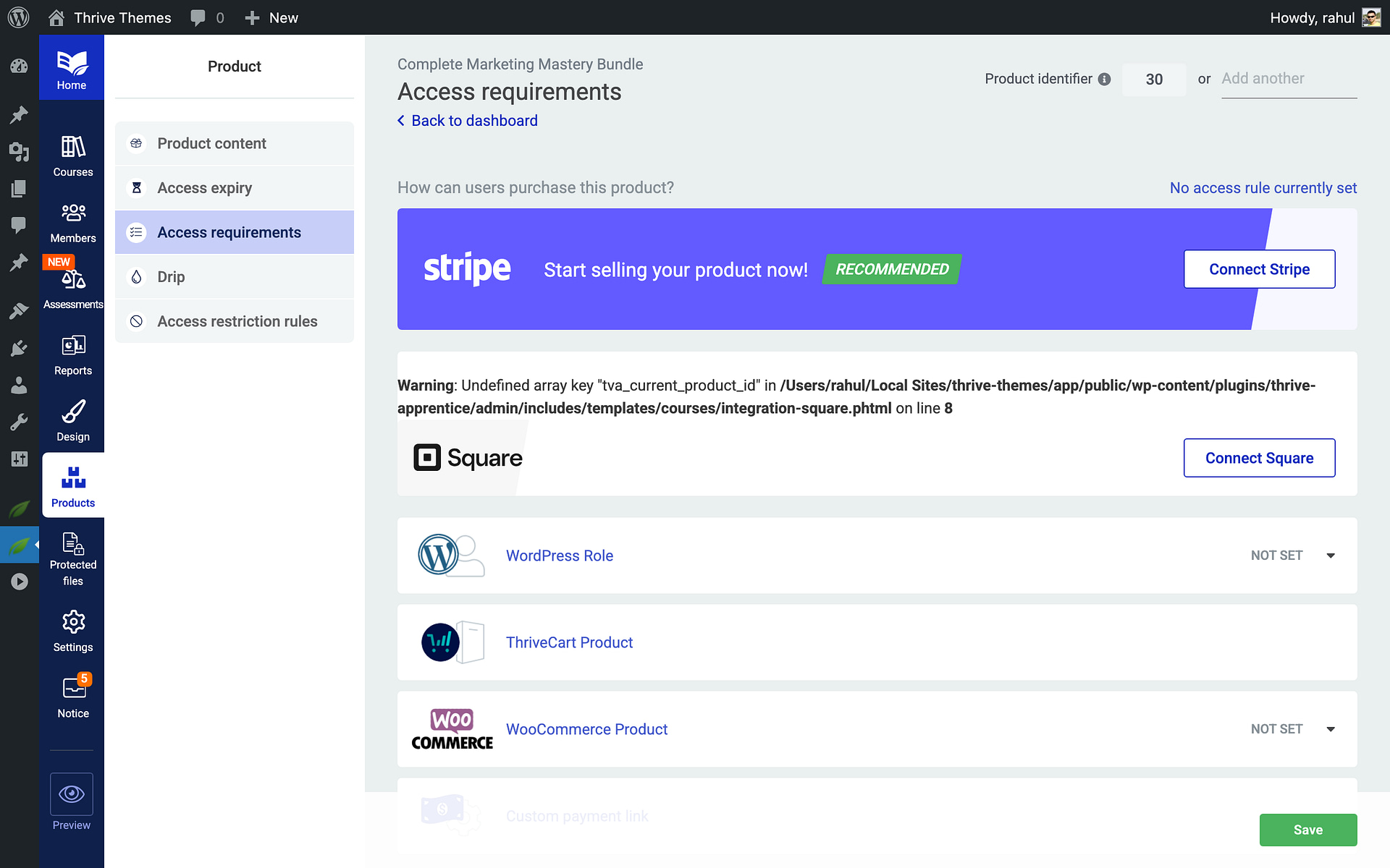 Configuring Access Rules -  in Thrive Apprentice