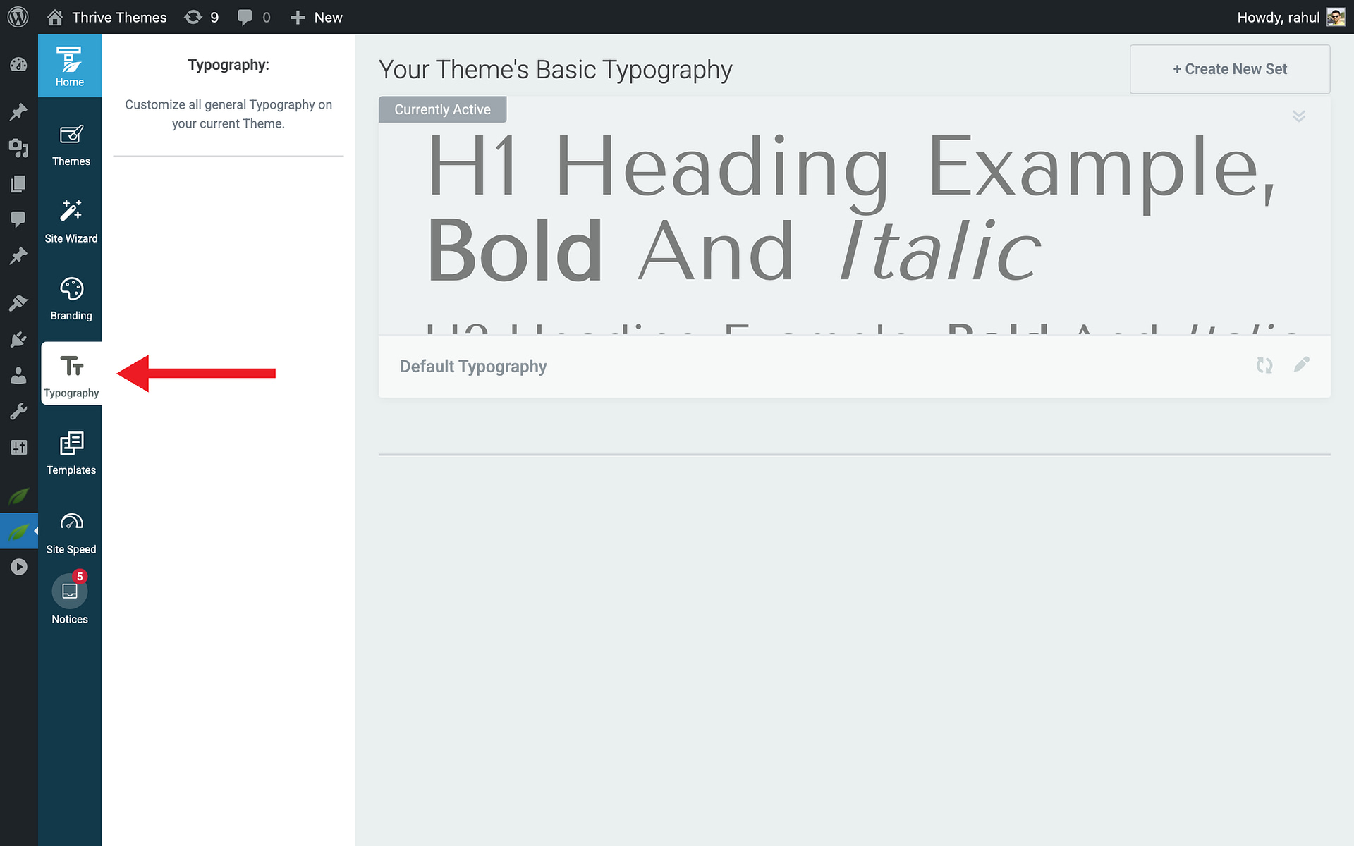 Editing the Active Typography Set - Typography in Thrive Theme Builder