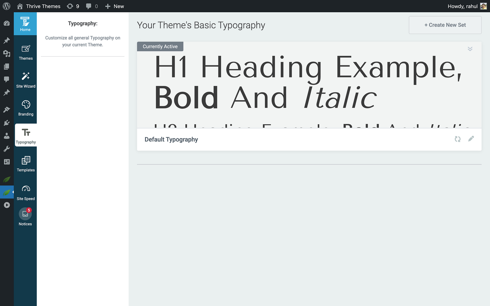 Editing the Active Typography Set - Design in Thrive Theme Builder