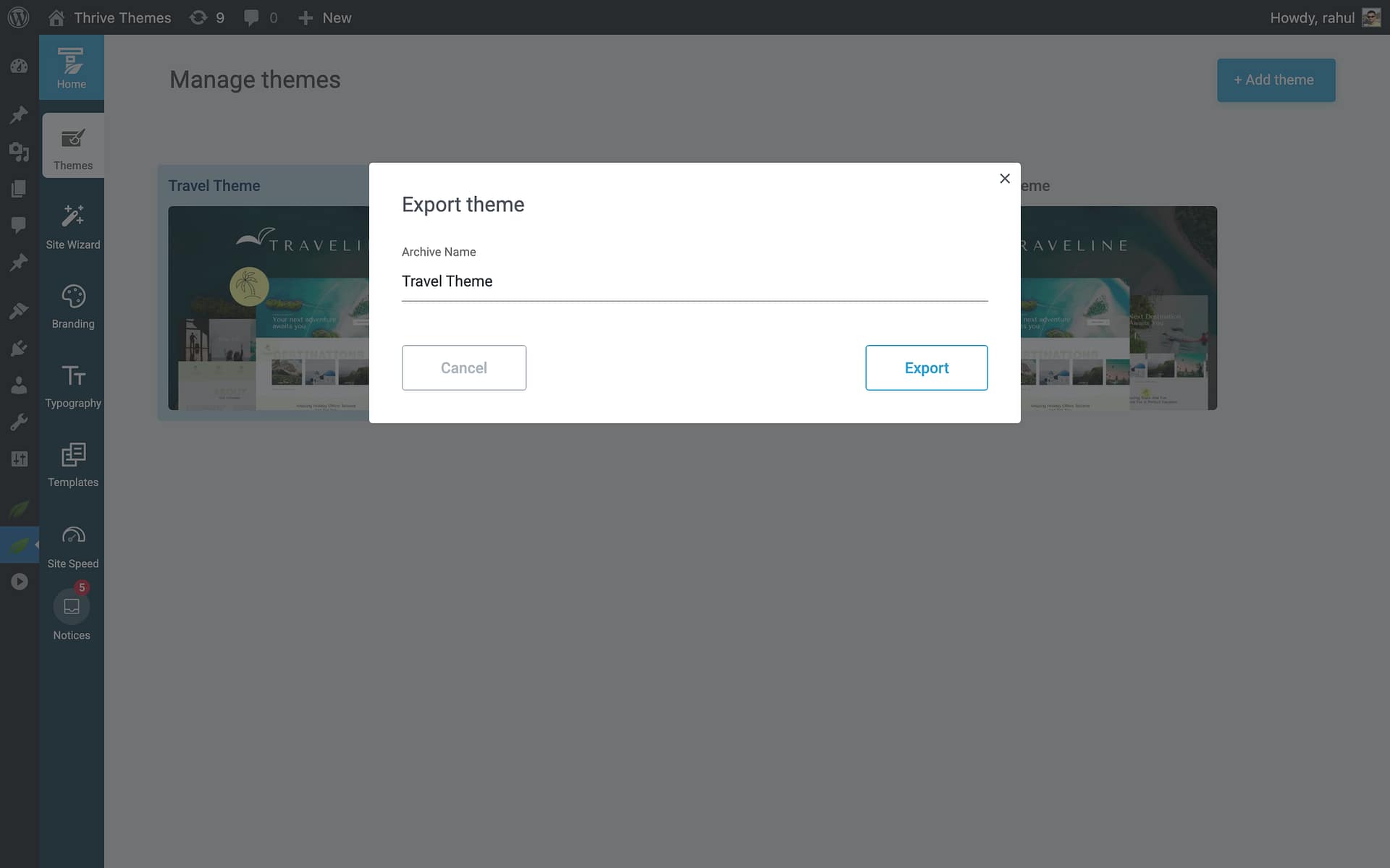 How to Export -  in Thrive Theme Builder