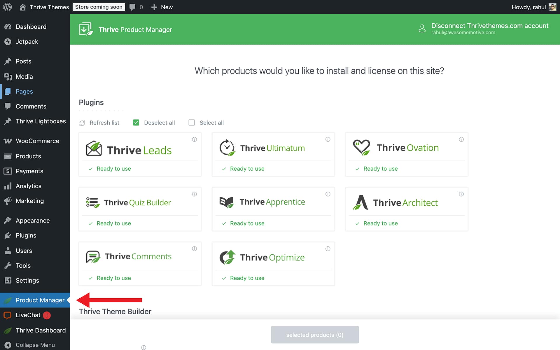 Installing Thrive Architect - Product Manager in Thrive Architect