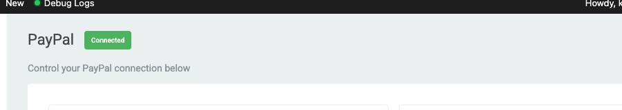 PayPal settings page with Connect PayPal button